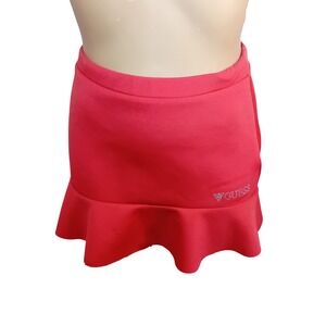 Y2K Guess Rhinestone Logo Ruffle Scuba Mini Skirt Coquette Pinup Mcbling ‎ 14